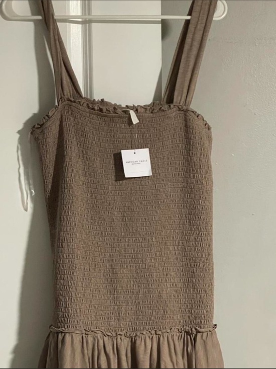 American Eagle Outfitters Dresses & Skirts - American Eagle Outfitters Taupe Smocked Midi Dress